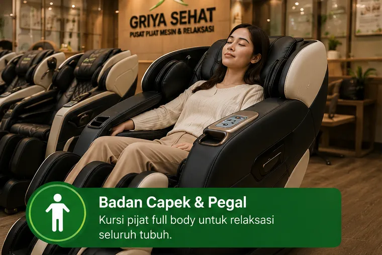 Relaksasi menggunakan kursi pijat modern di Kediri